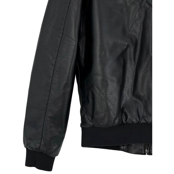 Members Only Men’s Black Faux Leather Moto Jacket | Edgy Biker Streetwear Grunge - Picture 8 of 16